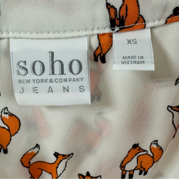 Soho New York&Co Fox Print Sleeveless Button Up Tank Size XS - Picture 5 of 7